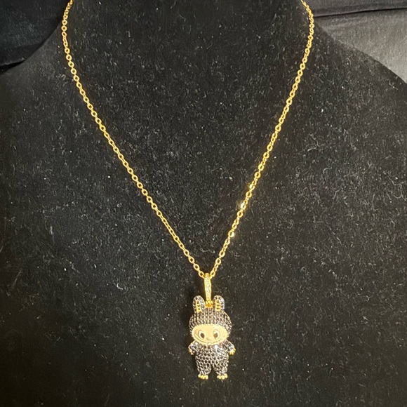 New labubu necklace Gold with rhinestoneLabubu Pendant Necklace